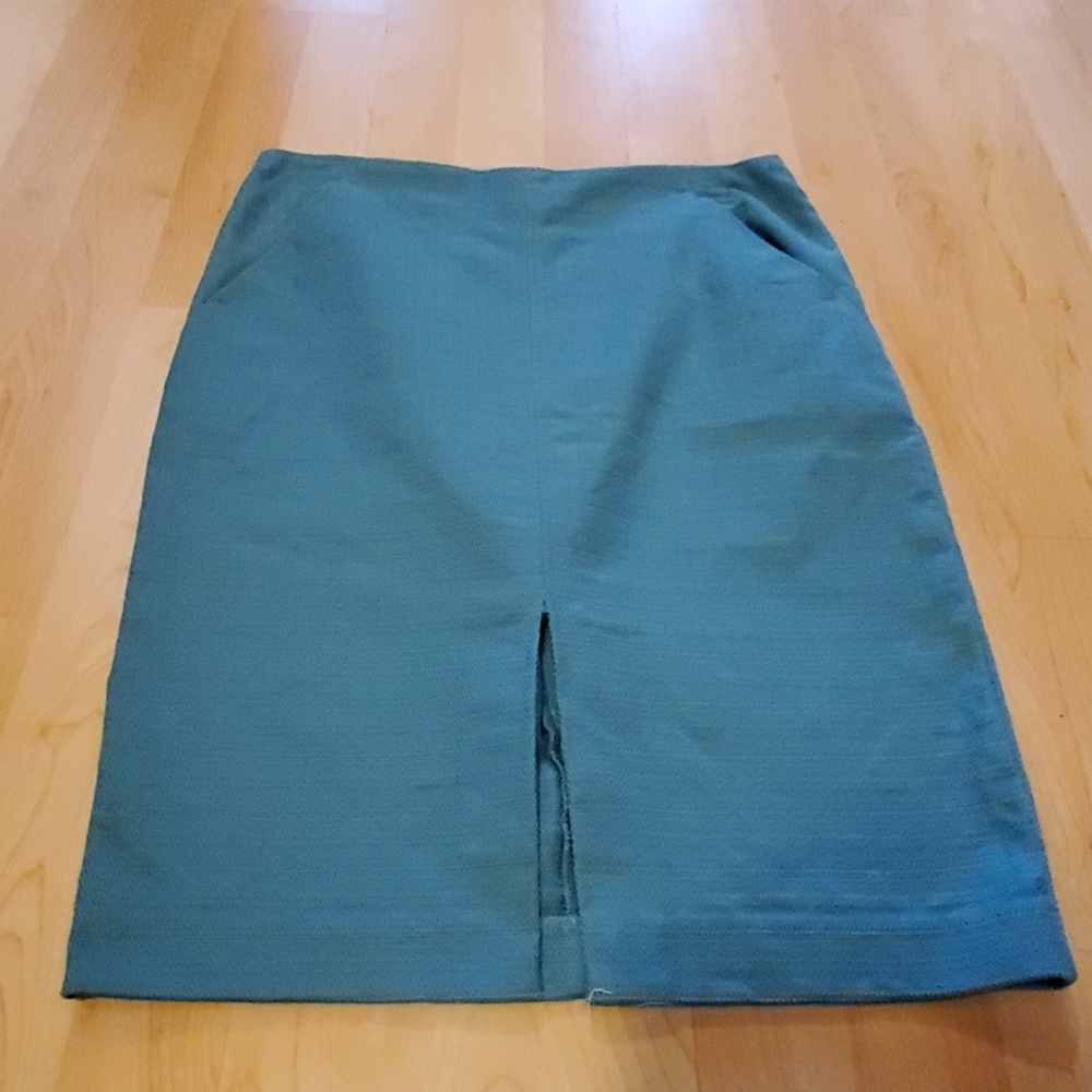 Ann Taylor Loft Turquoise Linen Pencil Skirt